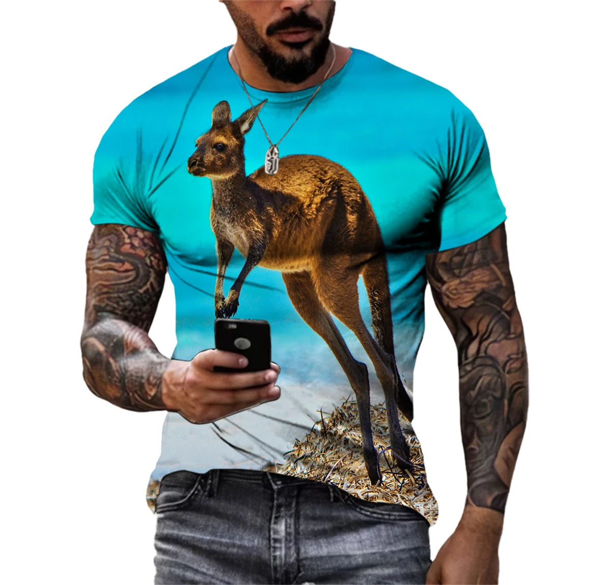 Summer Trends Leisure Thin Australian Kangaroo Men's And Women's T-Shirts