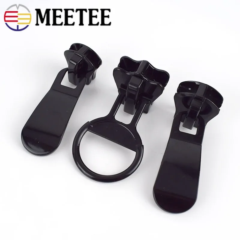

3pcs Meetee 15# 20# Black Zipper Sliders for Resin Zipper Jacket Clothing Tent Zip Head Puller DIY Sewing Hardware Accessories