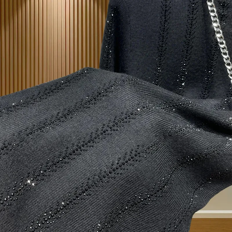 Осень-зима пуловер 2024 новая мода полосатая рубашка с высоким воротником женский