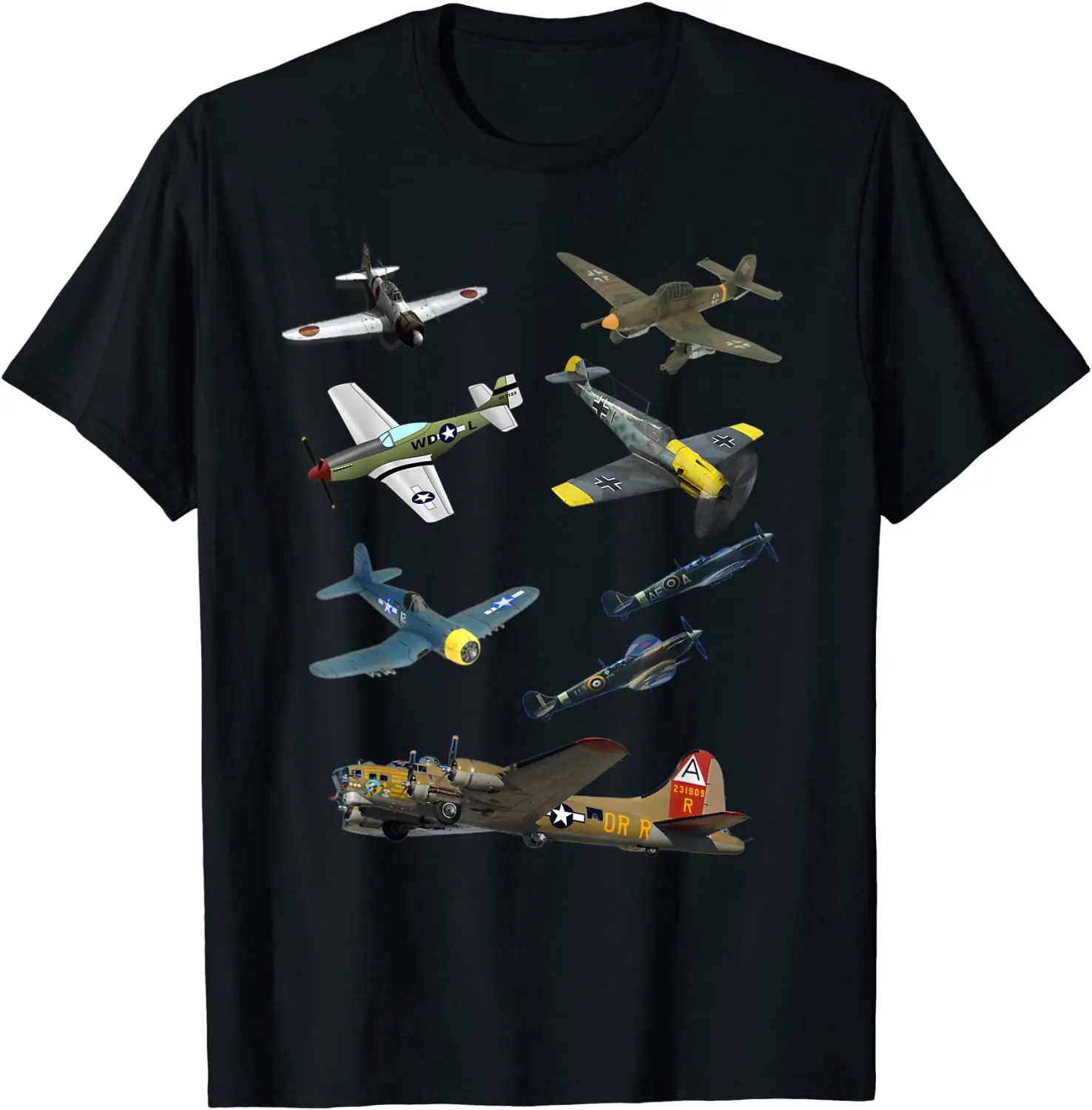 

WW2 Warbirds P51 Mustang Spitfire Messerschmitt Men T-Shirt Short Sleeve Casual Cotton O-Neck Men Clothing