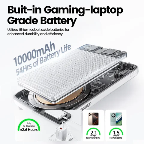 MOVESPEED P03 Qi2 Магнитный внешний аккумулятор 10000 мАч 15 Вт Беспроводное портативное зарядное устройство с подставкой Powerbank для Magsafe для iPhone 16 15