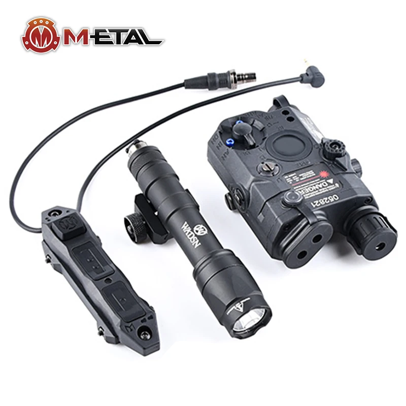 Tactical M300 M600 PEQ15 Laser Flashlight Set Hunting Green Laser White LED Scout Light Dual Plug Pressure Switch Fit 20mm Rail