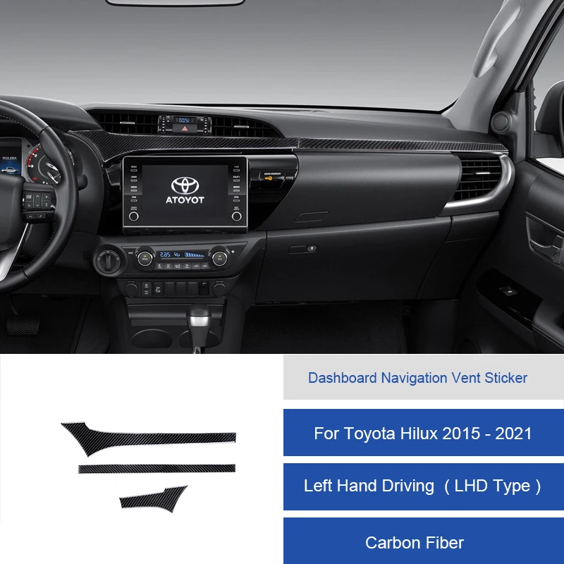 Для Toyota Hilux 2015-2021 наклейка из углеродного волокна для приборной панели навигации