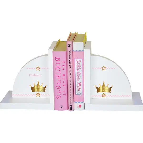 

Personalized Pink Princess Crown Childrens Bookends