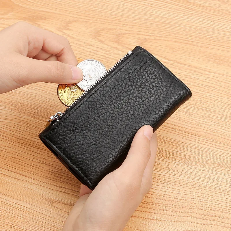 Мягкий кожаный чехол для ключей дома многофункциональный кошелек с крючком и