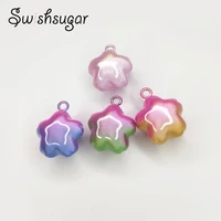 10pcs close sakura jingle bells gradient colorful good luck charms necklace pendant accessories jewelry craft findings