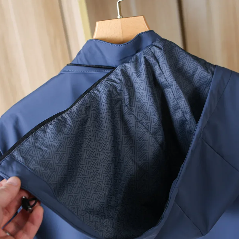 Роскошная тканевая мужская весенне-осенняя элитная куртка с капюшоном