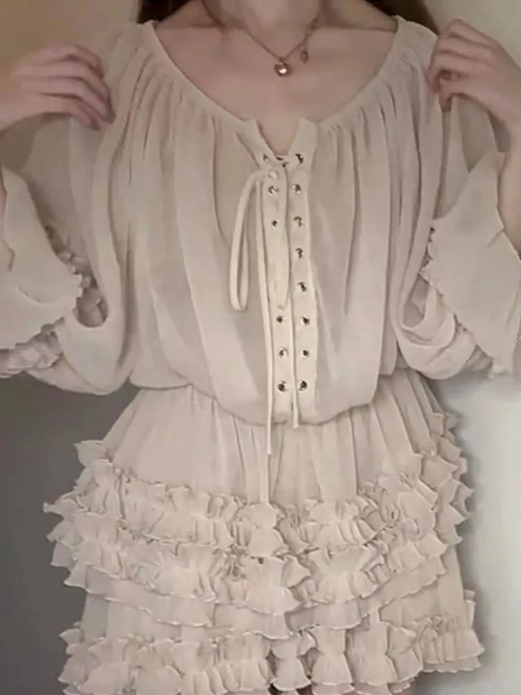 Юбка Outftis Модные однотонные комплекты из двух предметов Женская одежда Бандажный