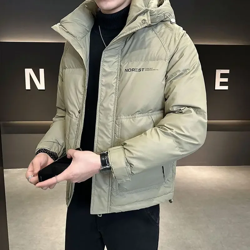 Мужской зимний пуховик с капюшоном новинка 2024 повседневный в американском стиле