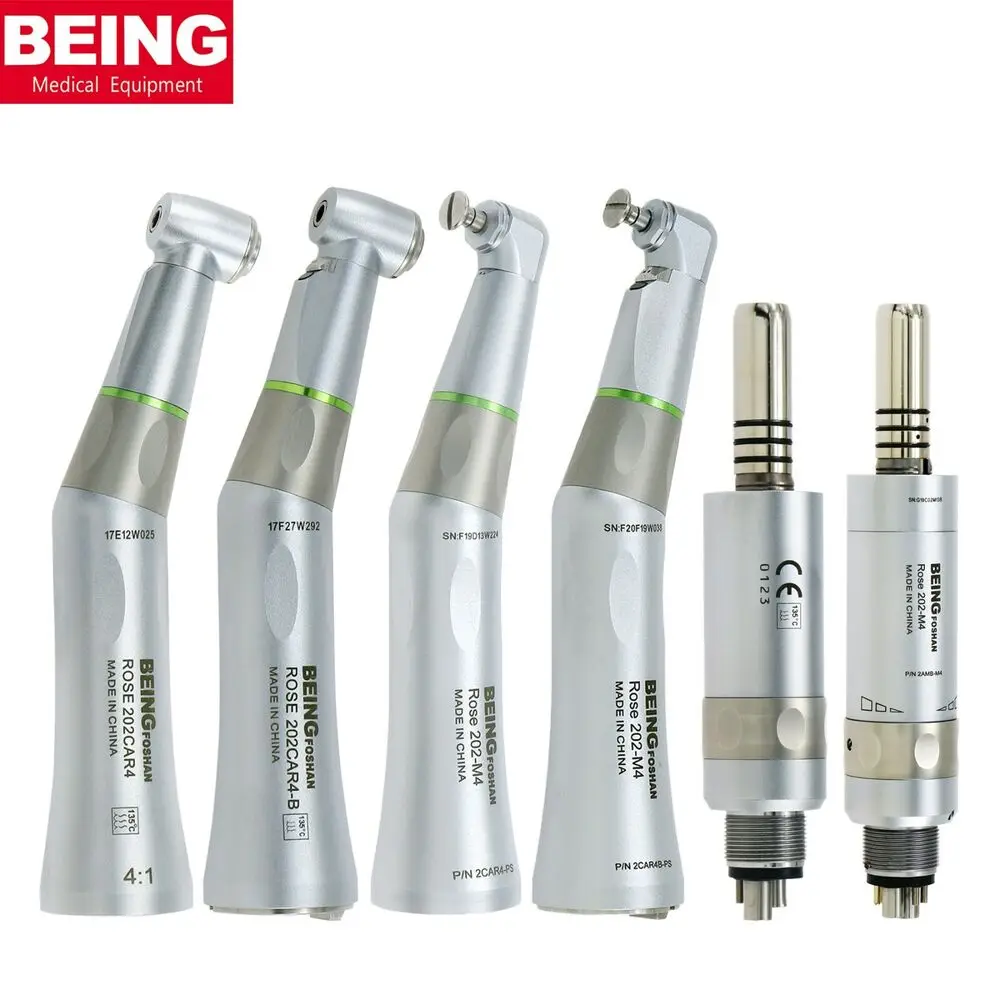 

BEING Dental Fiber Optic 4:1 Contra Angle Low Speed Handpiece 4Holes 6Holes LED Air Motor