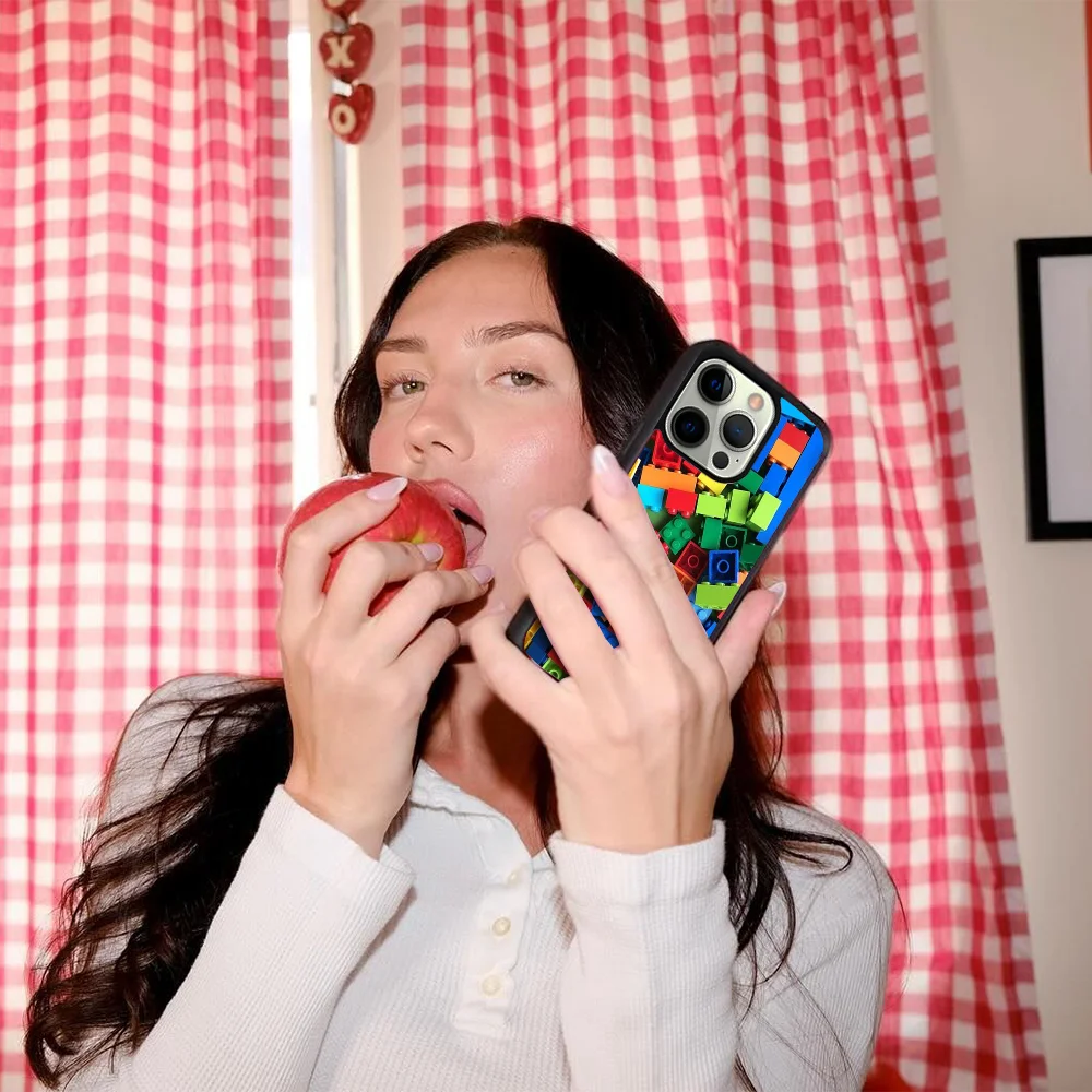 L-Lego Blocks(1) чехол для телефона IPhone 11 12 13 14 15 Plus Pro Max зеркальный акриловый Magsafe
