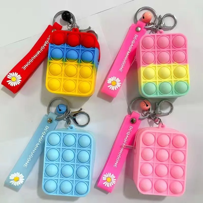 

Pops it Wallet Pop Keychain Coin Purse Popper Fidget Toys Push Bubbles Handbags Squeeze Sensory Toys to Relieve Emotional Stress
