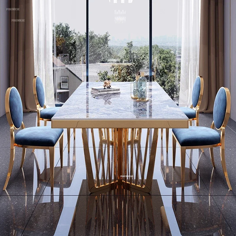 Легкие роскошные обеденные столы из шифера дизайнерская гостиная прямоугольный