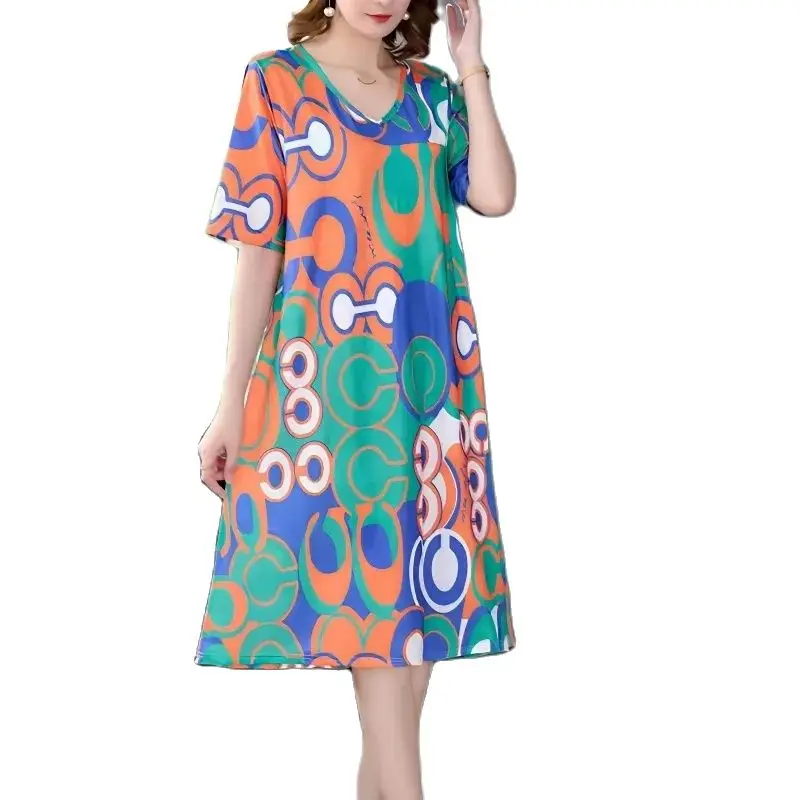 

Женское платье из искусственного вискозы, с V-образным вырезом, средней длины