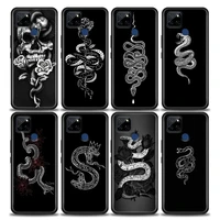 snake black rose skeleton phone case for realme c2 c3 c21 c25 c11 c12 c20 oppo a53 a74 a16 a15 a9 a95 a93 a31 a52 a5s tpu case