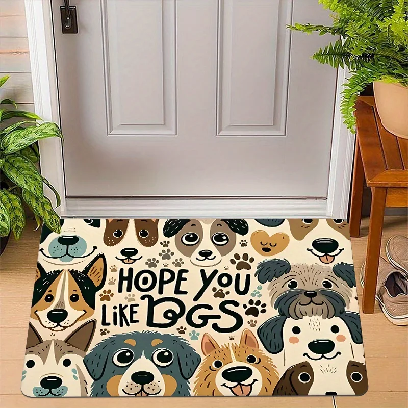 

Цельный теплый и милый коврик для собачьего элемента - нескользящий и мягкий с игривым мультяшным рисунком собаки, подходит для использования в помещении и на открытом воздухе