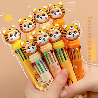 cartoon tiger 10colors ballpoint pen student press cute multicolor signature pen stationery school office kid kawaii supplie