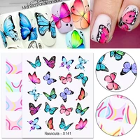 butterfly transfer nail stickers charms spring summer water sticker for nails sliders flower leaf image tattoo decal decoration