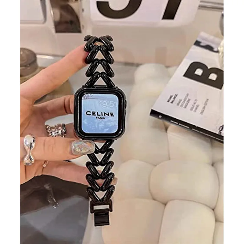 

Suitable for Apple watch strap New love single row chain metal strap Applewatch strap in stock