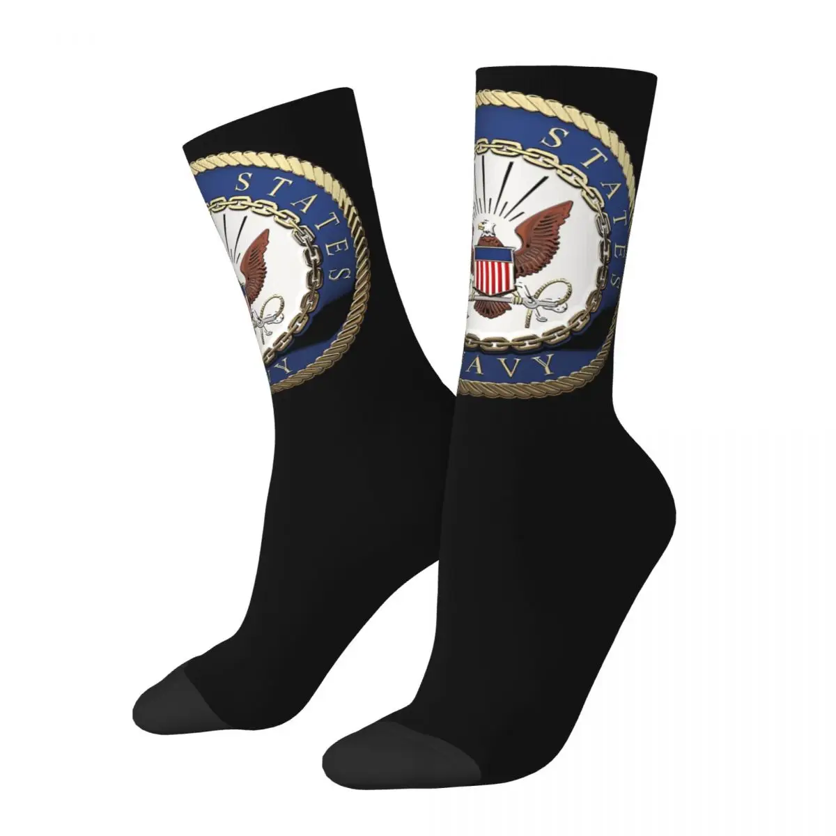 

Забавные сумасшедшие носки для мужчин, Американский флот, хип-хоп, Харадзюку, печатный логотип, счастливый бесшовный узор, печатные Компрессионные носки для мальчиков, повседневный подарок