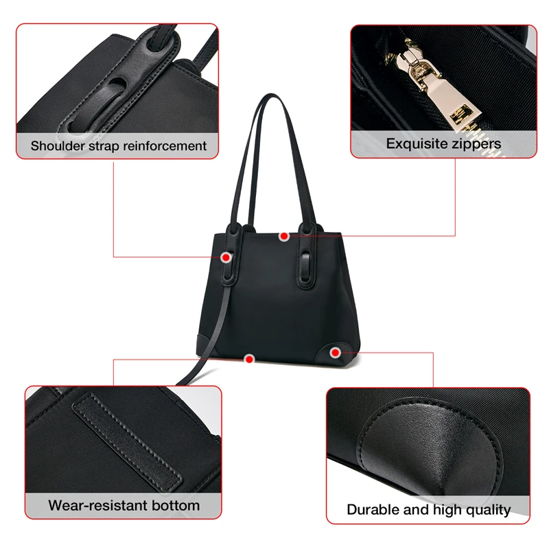 foxer women shoulder bag summer totes fashion lady popular handbag oxford cloth fabric purse commuter office bag large capacity free global shipping