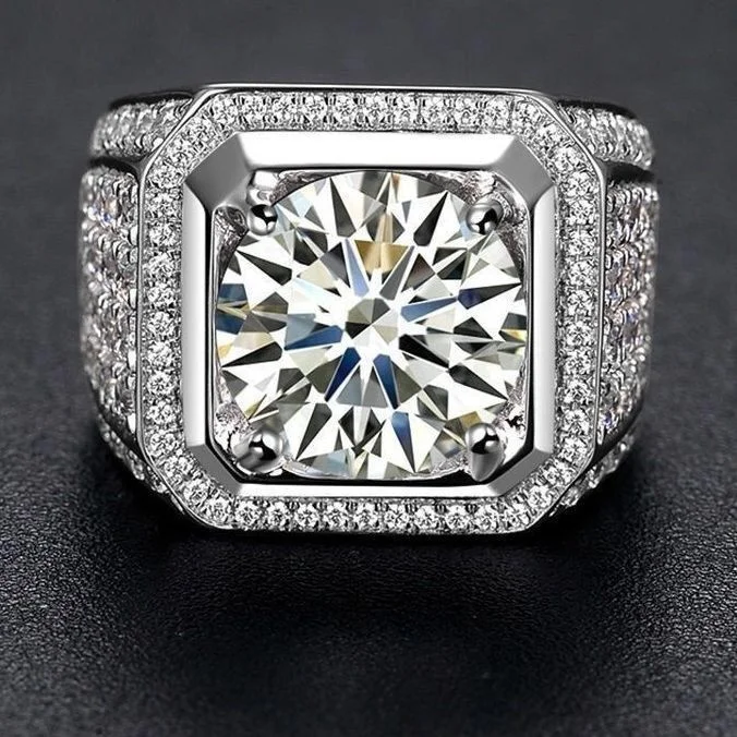 

Набор из кольца и бриллиантов для мужчин из серебра 925 пробы с платиновым бриллиантом