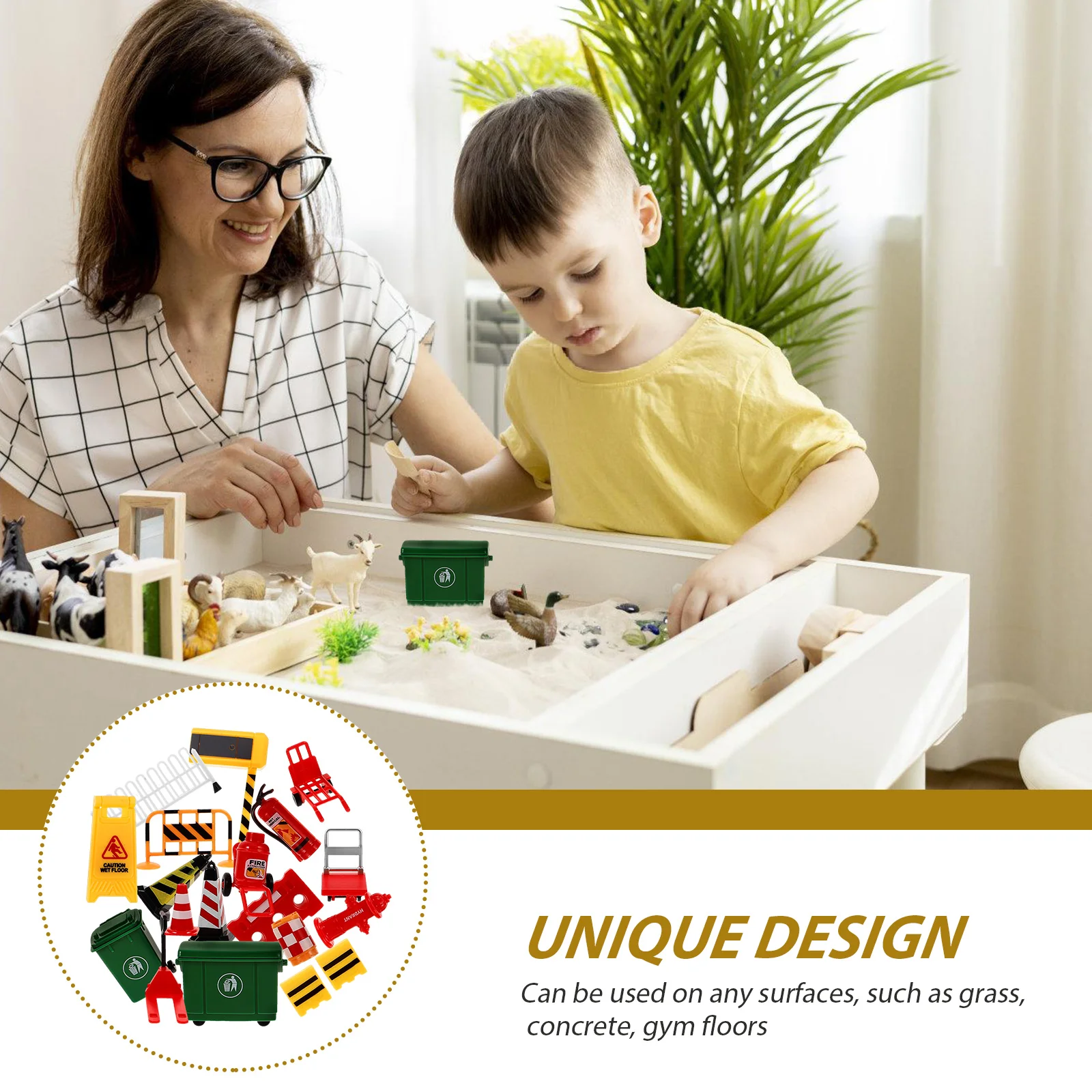 19-местная миниатюрная модель дорожного движения модели дорожных знаков конусы