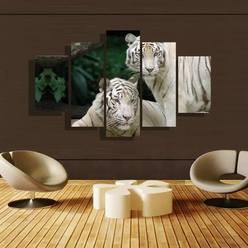 

Настенный постер на холсте с изображением белого тигра, 5 панелей