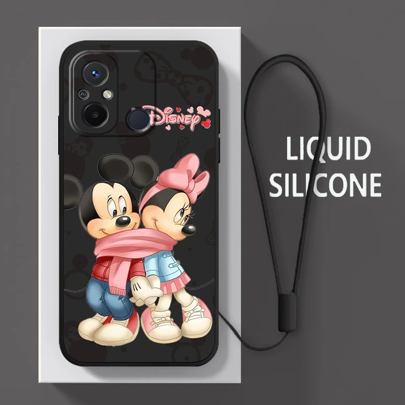 

Anime Mickey Minnie For Xiaomi Redmi 12 12C 11 Prime A1 10 10X 9 9A 9T 8 8A 7 6 Pro 4G 5G Liquid Rope Soft Phone Case Cover