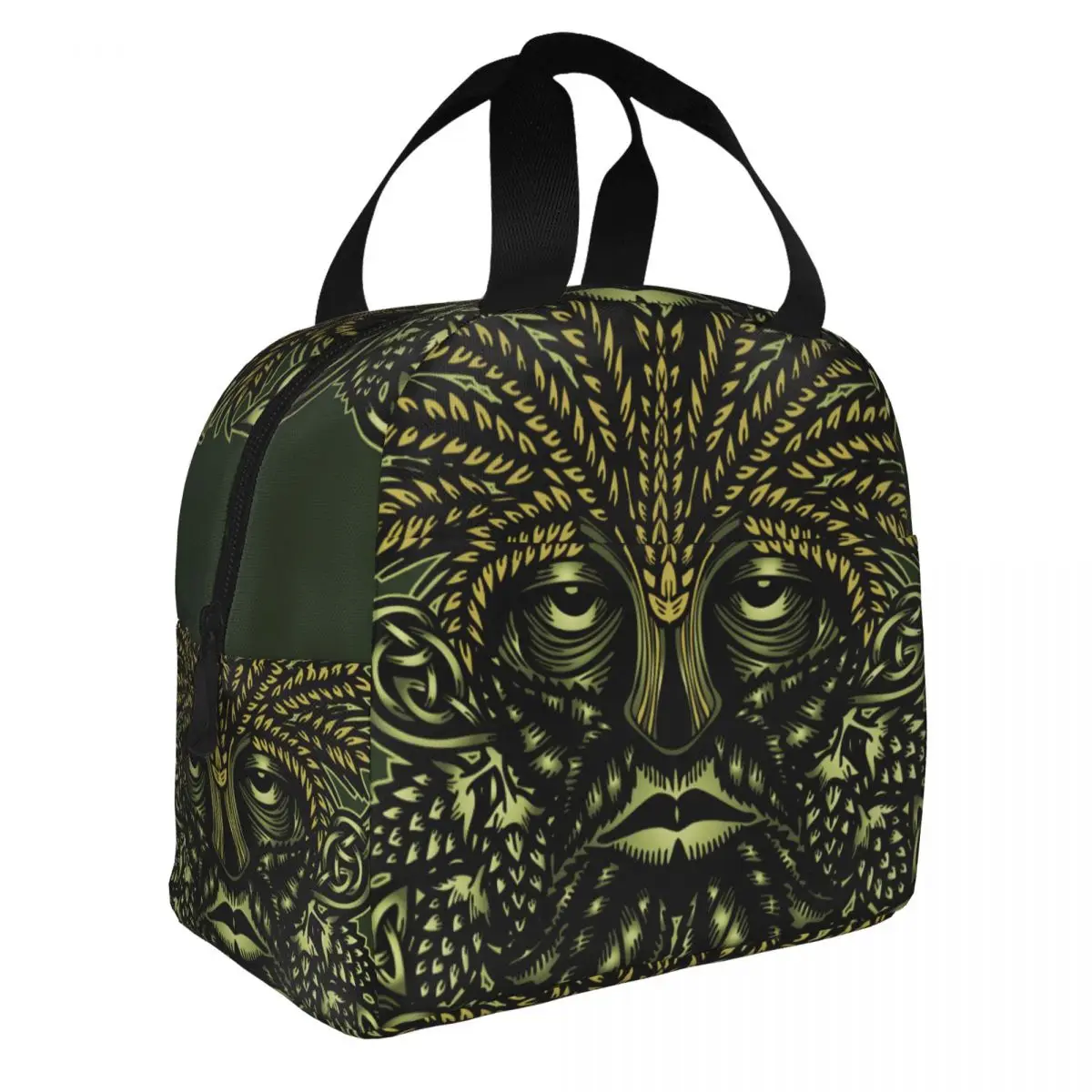 The Hops & Barley Green Man Lunch Bento Bags Portable Aluminum Foil thickened Thermal Cloth Lunch Bag for Women Men Boy