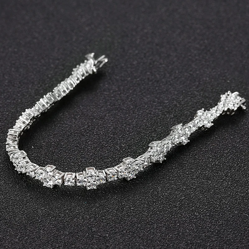 Браслет женский и мужской из серебра 925 пробы с муассанитом 18 к