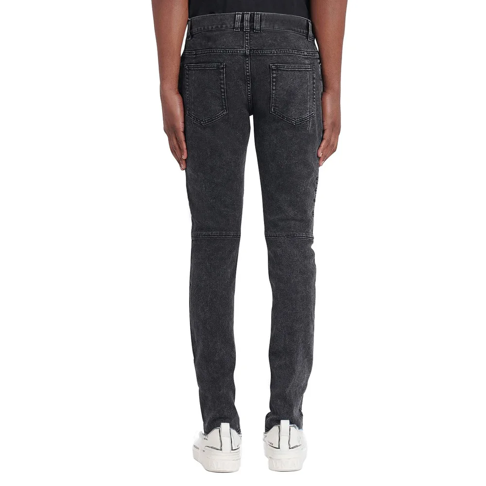 Retro Fashion Street Wear Washed Distressed Ripped Jeans Men's Slim Fit Casual Leggings Elastic Slim Pencil Pants Jeans For Men