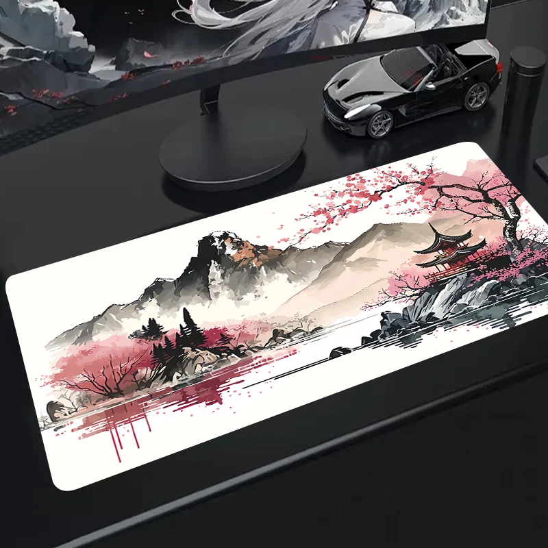 Большой коврик для мыши с цветком вишни чернильный рисунок игровой новый HD