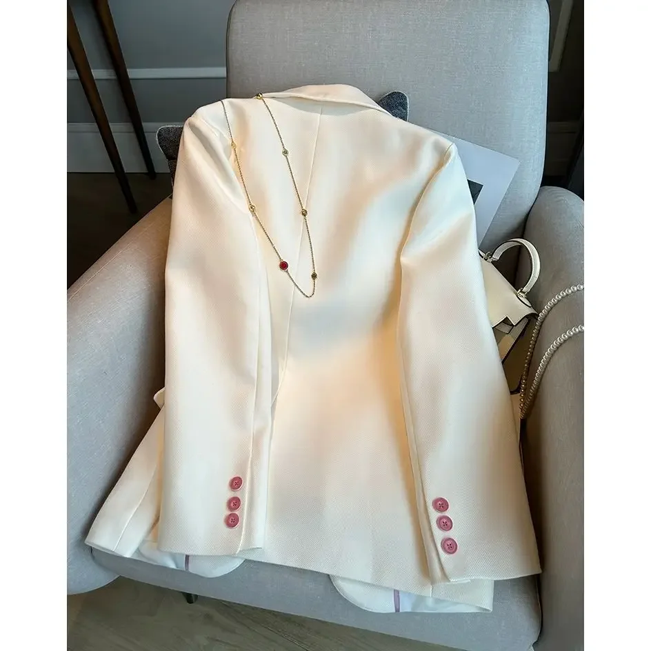 2024 новый стиль темпераментный белый костюм пальто Женская мода Повседневный