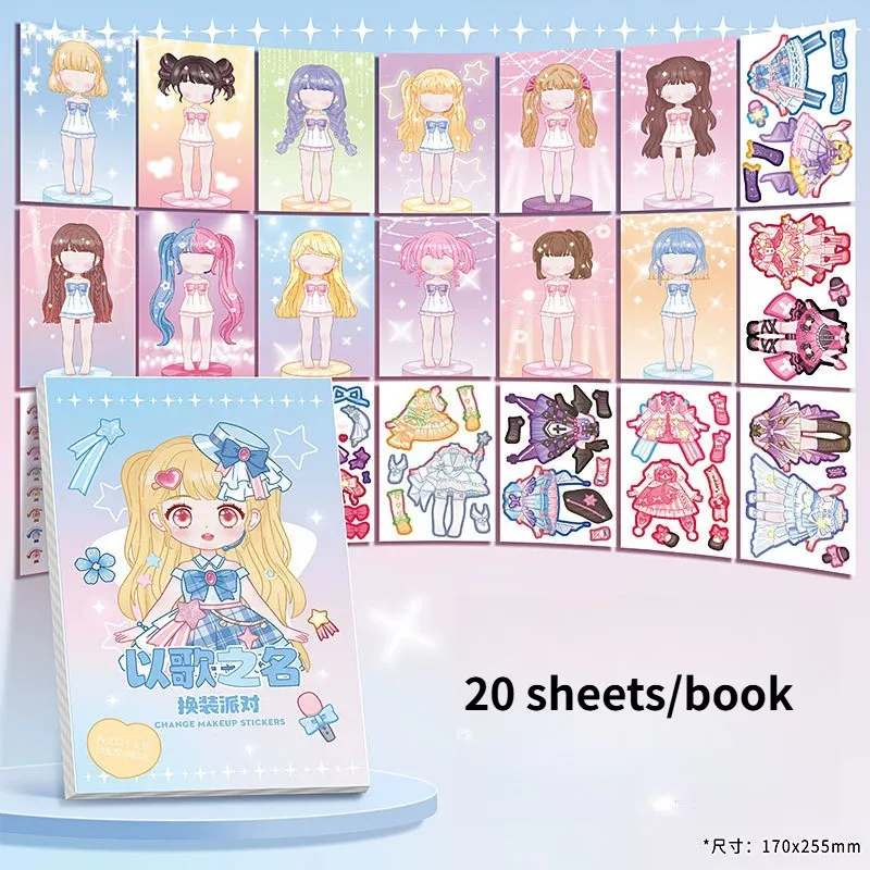 

Набор Креативных Канцелярских Наклеек Для Девочек - Книга Для Творчества С Куклами, Книга Для Переодевания Кукол