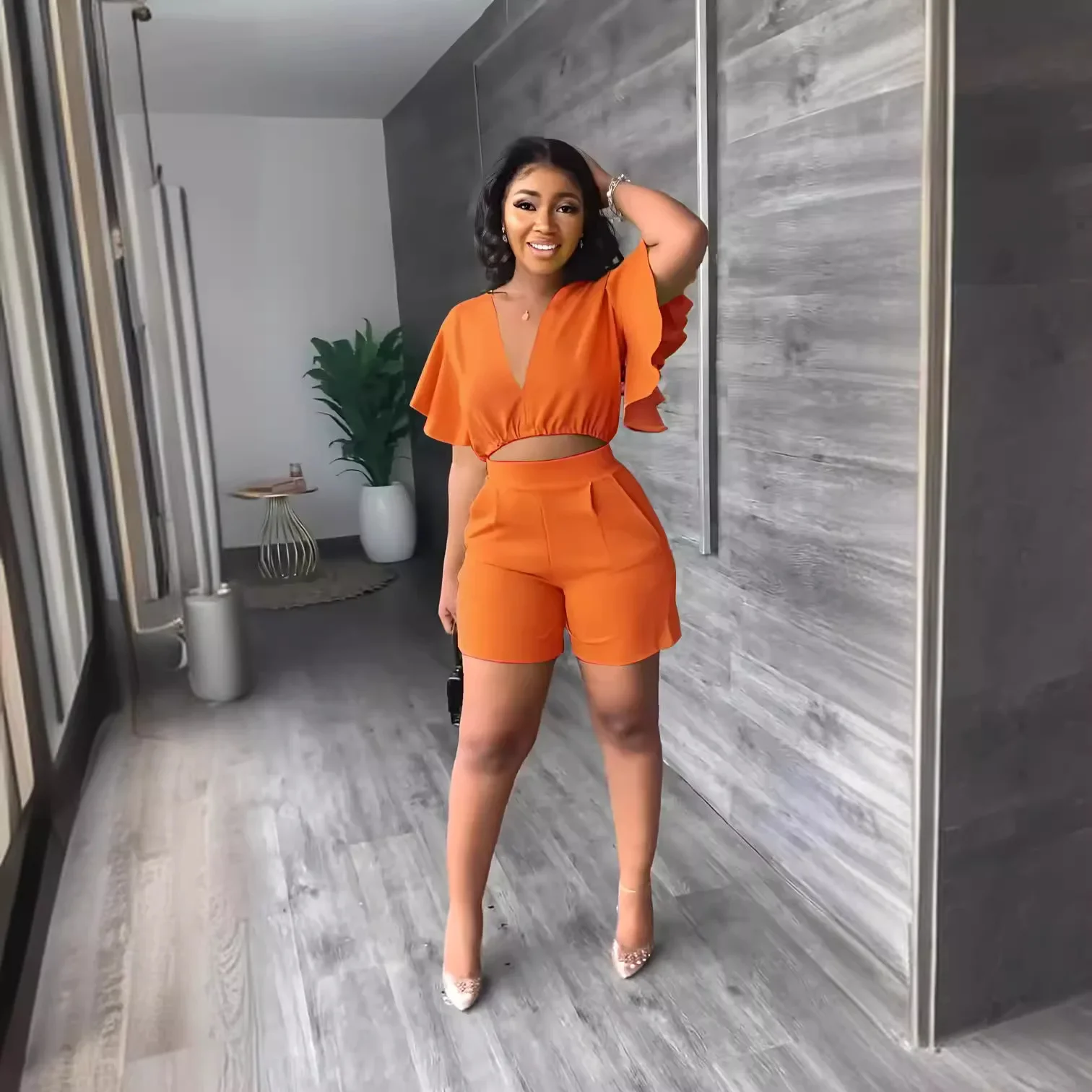 Женский топ и шорты многоцветный комплект |