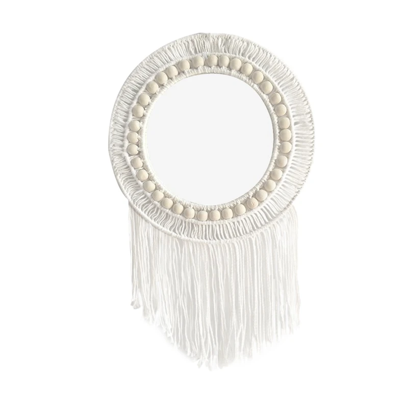 

Настенное зеркало в богемном стиле макраме, круглое винтажное гардеробное зеркало с кисточками для квартиры, гостиной, спальни, домашний де...