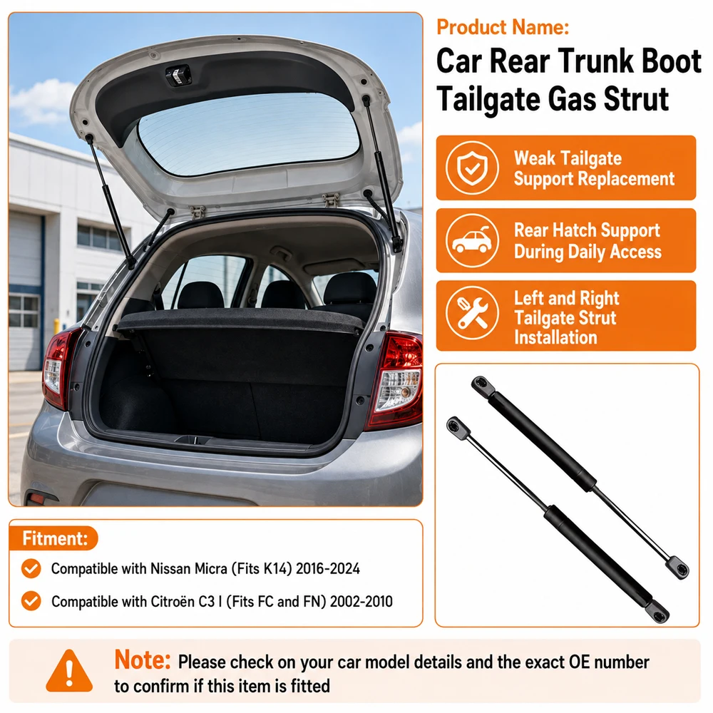 Фото Для Nissan Micra K14 2016-2024, для Citroën C3 I FC FN 2002-2010, амортизатор подъема задней двери автомобиля 90450-5FA1A 9639853880 №3