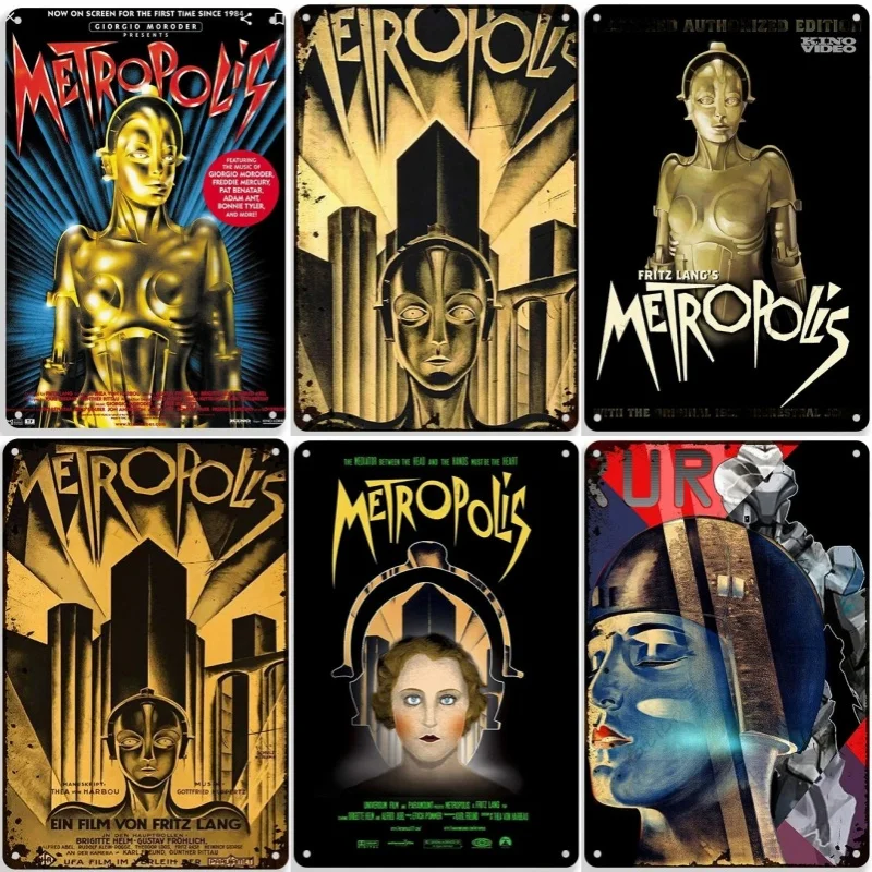 Винтажная Металлическая Вывеска 1927 Немецкая Пленка Метрополис Настенная