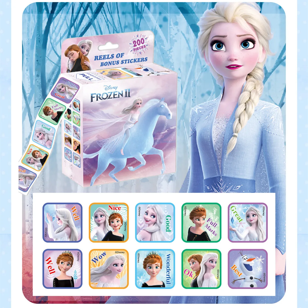 

200 sheets/box Disney Cartoon Stickers Frozen Elsa Anna Princess Sofia Mickey toy story winnie Children Removable Stickers Toys