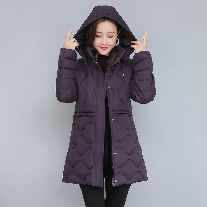

Winter Parka Women Casual Warm Thick Detachable Hooded Coat Ladies Elegant Solid Color Jackets