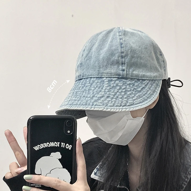 

Cowboy Fisherman Hat Wide Brim Cover Face Fashion Duck Tongue Sun Hat Outdoor Sunshade UV Protection Foldable Denim Baseball Cap