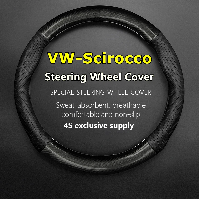 

Carbon Fiber For VW Volkswagen Scirocco Steering Wheel Cover Genuine Leather Carbon Fiber 1.4TSI 2.0TSI Club 2014 2015 2016