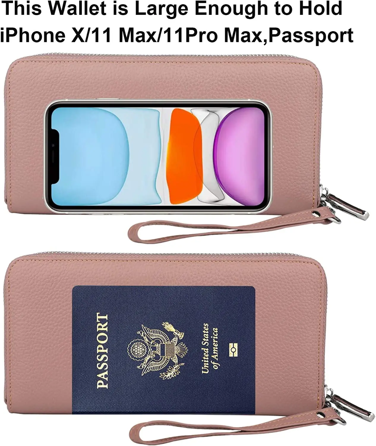 Women's Rfid Blocking Pu Leather Large Capacity Zip Around Wallet Phone Holder Clutch Travel Purse Wristlet Carteras Para Mujer