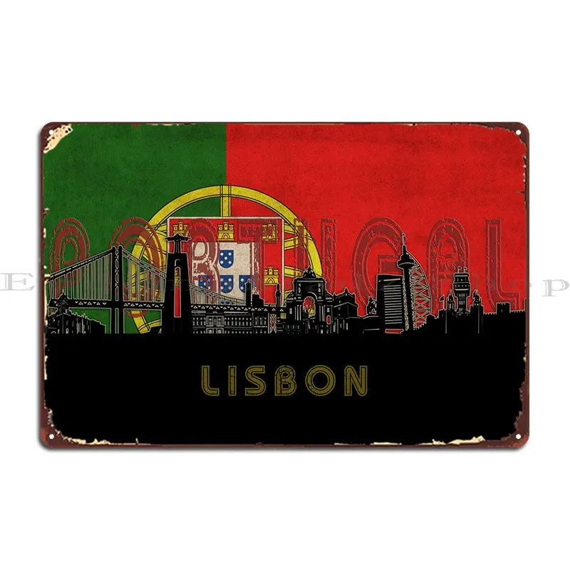Лиссабонский флаг, металлическая табличка, настенная фотография, дизайнерский фотоплакат