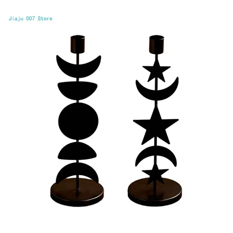 Железный подсвечник с луной и звездой современный декоративный C9GA