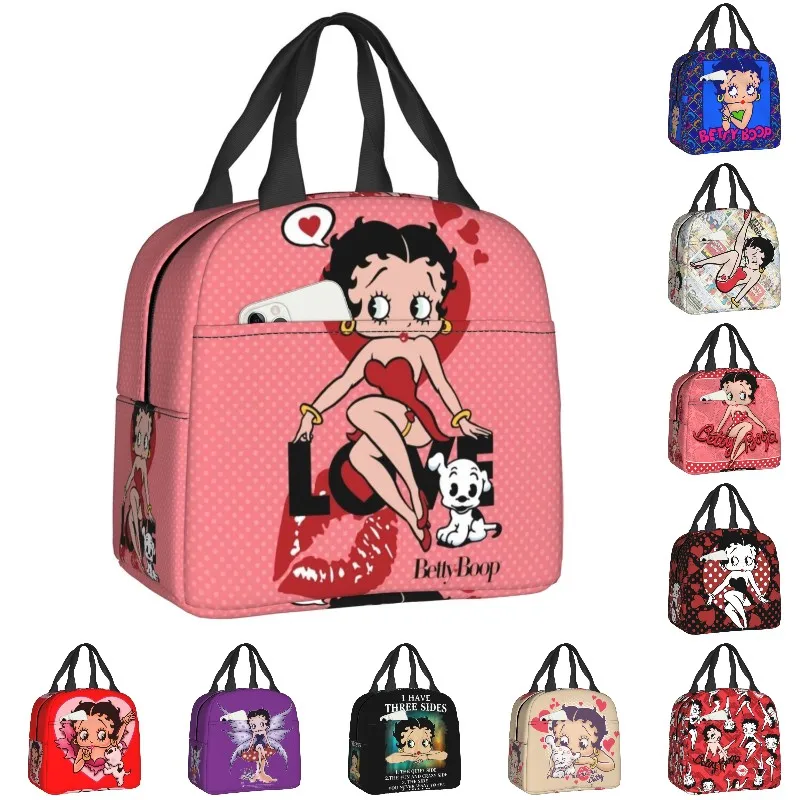 

Boop Bettys Love Puppy Insulated Lunch Bag for Women Kids Resuable Cooler Food Thermal Lunch Box For Office Work Picnic Travel
