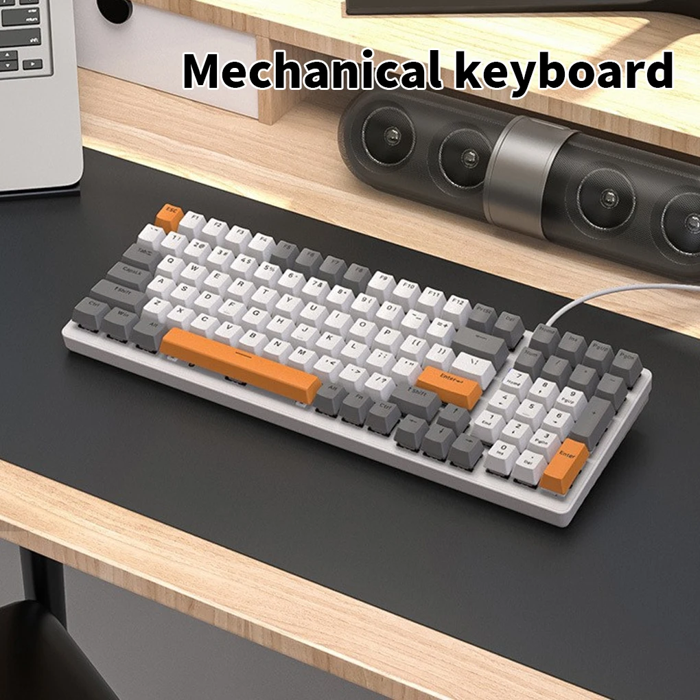 

Проводная Механическая клавиатура, 100 клавиш, подсветка, офисная, бизнес игра, рабочий стол, ноутбук, компьютер, клавишная панель, замена