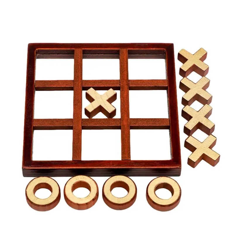 Tic-tac Toe Noughts And Crosses Wooden Double Battle Parent-child Interactive Game Wooden Family Board