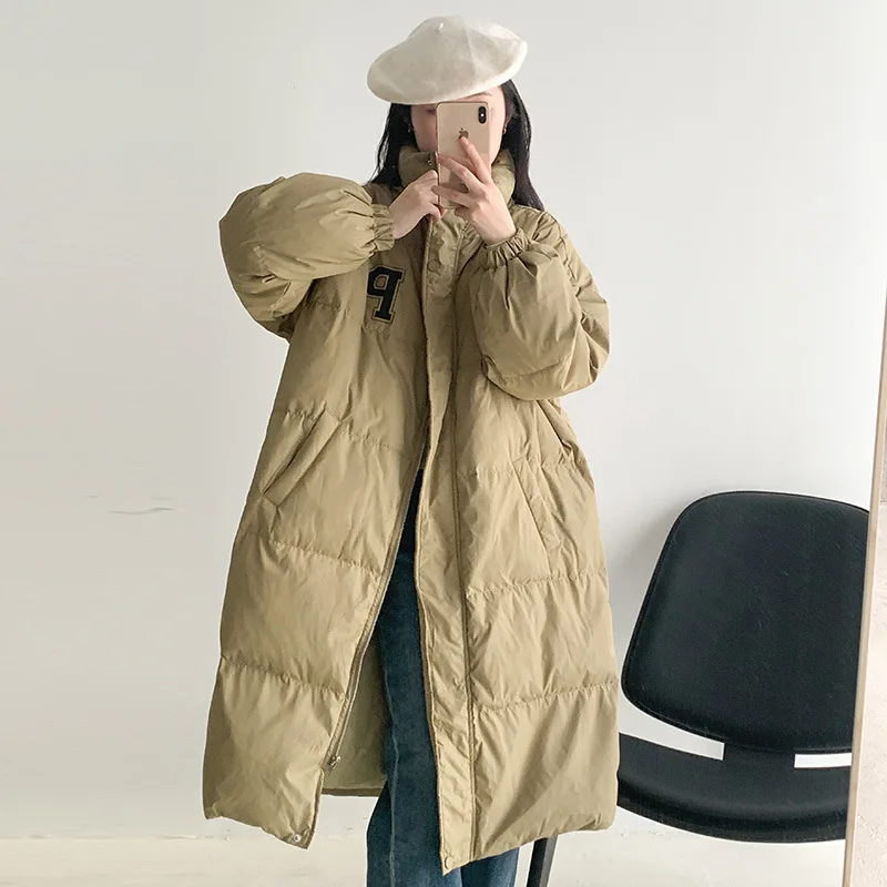 Down Cotton Coat Women Medium Long Fashionable Loose Cotton Coat for Women
